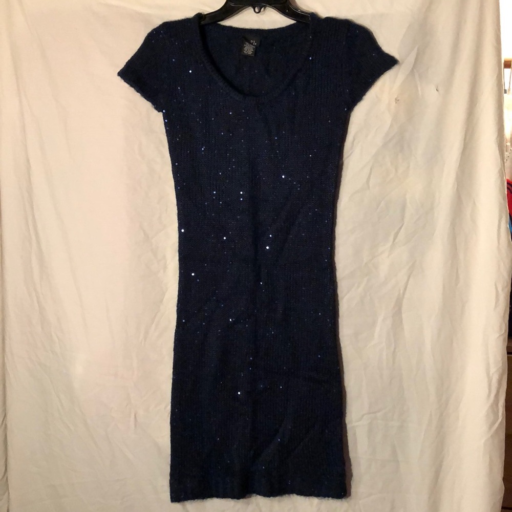 Rue21 short sleeve sweater dress blue sequins